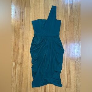 slim fit dress slacks The Green One Shoulder Sleeveless Maxi Dress